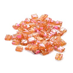 Легкий Лосось 2 Прозрачный стеклянный бисер, , квадратный, светлый померанцевый, 5x4.5~5.5x2~2.5 мм, отверстие : 0.5~0.8 мм