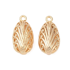 Настоящее золото 18K Латунные подвески, без кадмия, без никеля и без свинца, овальные, реальный 18 k позолоченный, 20x10.5x7 мм, отверстие : 1.4 мм