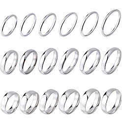 Нержавеющая Сталь Цвет 18 шт. 18 стили 201 кольца из нержавеющей стали, цвет нержавеющей стали, 2~6 мм, внутренний диаметр: 16.2~21 мм, 1 шт / стиль