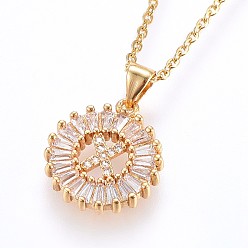 Letter X Подвеска-колье с инициалом из латуни, украшенная микропаве из кубического циркония., с 304 цепи из нержавеющей стали, плоские круглые с буквы, золотые, letter.x, 17.71 дюйм (45 см), Кулон : 22x16x3 мм