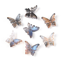 Светлый Стально-синий Выпечка окрашенные стеклянные бусины, бабочка, с золотой порошок, два тона, светло-стальной синий, 12~12.5x14x4.5~5 мм, отверстие : 1.2 мм, Около 1587 шт / 1000 г