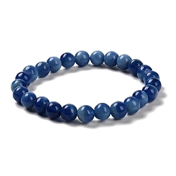 Прусский Синий Ручной Lampwork стрейч браслеты, круглые браслеты из бисера для женщин, берлинская лазурь, внутренний диаметр: 2-1/8 дюйм (5.3 см), бусины : 8 мм
