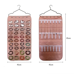 Бледно-фиолетовый Красный Нетканые ткани ювелирные подвесные витринные сумки, настенные полки шкафы для хранения вещей, с вращающимся крючком и прозрачными решетками из ПВХ., бледно-фиолетовый красный, 85x45 см