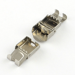 Stainless Steel Color Smooth Surface 201 Stainless Steel Watch Band Clasps, Stainless Steel Color, 25x10x7mm, Hole: 7x3mm