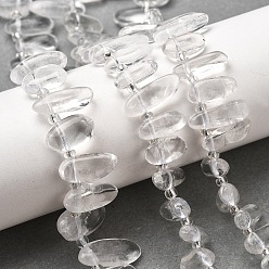 Хрусталь Природных кристаллов кварца бисер нитей, горного хрусталя, самородки, Топ пробуренной, упавший камень, с бисером, 9.5~20x4~9x4.5~6 мм, отверстие : 1 мм, около 49~60 шт / нитка, 14.96''~16.14'' (38~41 см)