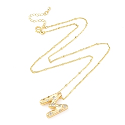 Letter M Ожерелья с подвесками из латуни с прозрачным кубическим цирконием и микропаве, Буква М, 17.72 дюйм (45 см), буква м: 20.5x18 мм