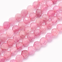 Клубничный Кварц Природного кварца клубники нитей бисера, круглые, граненые, 3 мм, отверстие : 0.5 мм, около 135 шт / нитка, 15.3 дюйм (39 см)