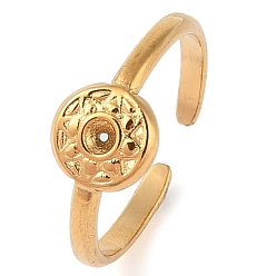 Плоский Круглый Ионное покрытие (ip) 304 открытые манжеты из нержавеющей стали для женщин, реальный 14 k позолоченный, плоско-круглые, 8.5 мм, регулируемый