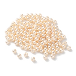 Белый Навахо Пластиковые жемчужные бисера, круглые, навахо белый, 4x3.5 мм, отверстие : 1 мм