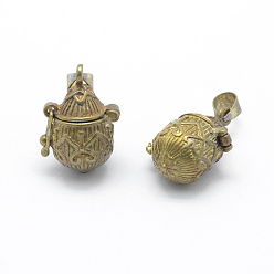 Raw(Unplated) Brass Prayer Box Pendants, Lead Free & Cadmium Free & Nickel Free, Raw(Unplated), 21.5x14.5x12mm, Hole: 4x6mm, Inner: 8mm