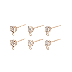 Light Gold Серьги-гвоздики со стразами из сплава, с петлей, полукруглый, золотой свет, 4 мм