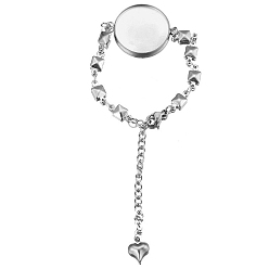 Квадрат Устойчивый к потускнению 304 изготовление браслетов из нержавеющей стали, пустая основа для браслета с кабошоном, с застежкой в виде клешни лобстера и удлинителем цепи, квадратный, лоток : 20 мм, 7-5/8 дюйм (19.5 см)