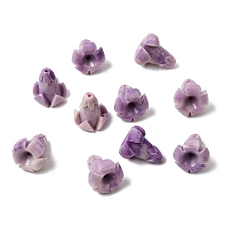 Средний Фиолетовый Синтетических коралловых бусин, окрашенные, цветок, средне фиолетовый, 15x13~13.5x13.5 мм, отверстие : 1.2 мм