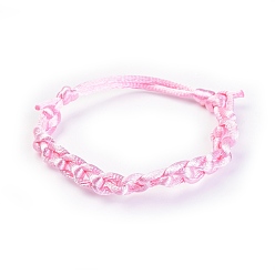 Pink Adjustable Nylon Thread Braided Cord Bracelet, Pink, 2 inch~2-1/8 inch(5.05~5.3cm)
