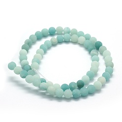 Amazonite Natural Amazonite Bead Strands, Round, Frosted, 6mm, Hole: 1mm, about 61pcs/strand, 15.7 inch(40cm)