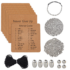 Платина Наборы для самостоятельного изготовления браслетов из пластиковых бусин с азбукой Морзе (CCB), платина, 3x2.5 мм, отверстие : 1.2 мм, 600 шт