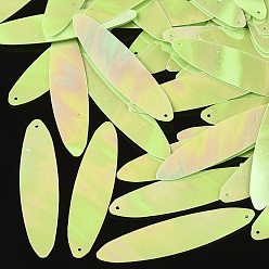 Зеленый газон Аксессуары для орнаментов, пластиковые пайетки / блестки из пвх, AB цвет, овальные, зеленый газон, 40.5x10x0.3 мм, Отверстие : 0.9 мм , около 3800 шт / 500 г