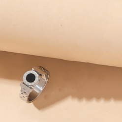 Нержавеющая Сталь Цвет Плоский круглый в форме часов 304 нержавеющая сталь с кольцами для пальцев из уксусной кислоты, цвет нержавеющей стали, внутренний диаметр: 17 мм