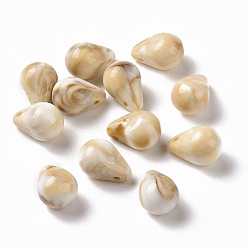 BurlyWood Acrylic Chrams, Imitation Gemstone Style, Teardrop, BurlyWood, 13x8x9mm, Hole: 1.4mm, about 1000pcs/500g