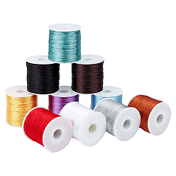 (52) Непрозрачная лаванда 10 рулоны 10 цвета нейлоновой нити, гремучий атласный шнур, разноцветные, 1 мм, около 87.48 ярдов (80 м) / рулон, 1 рулон / цвет