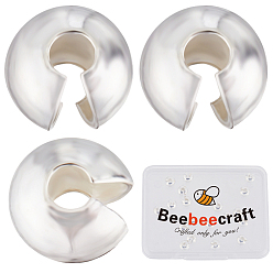 Серебро 30шт. 925 крышки для бусин из стерлингового серебра, плоско-круглые, серебряные, 5.5x4 мм, отверстие : 1.8 мм