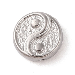Yin-yang Не тускнеет 304 бусины из нержавеющей стали, цвет нержавеющей стали, инь-ян, 12x4.5 мм, отверстие : 1.4 мм