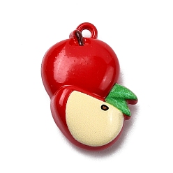 Яблоко Подвески из цинкового сплава с краской для запекания, фрукты, яблоко, 17.5x13.5x5.5 мм, отверстие : 1.2 мм
