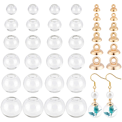 Clear 120Pcs 6 Styles Glass & Plastic Globle Pendants, Round, Clear, 8~18x8~18x8~18mm, 20pcs/style