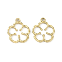 Настоящее золото 18K Ионное покрытие (ip) 304 подвески из нержавеющей стали, цветочный шарм, реальный 18 k позолоченный, 25.5x22x2.5 мм, отверстие : 3 мм