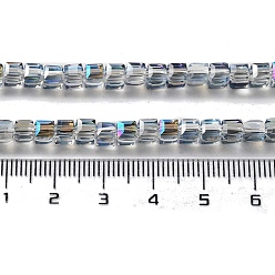 Midnight Blue Electroplate Glass Bead Strands, Faceted, Cube, Midnight Blue, 4x4x4mm, Hole: 1mm, about 100pcs/strand, 15.7 inch