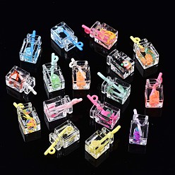 (52) Непрозрачная лаванда Подвески из смолы с имитацией напитка, Полимерная глина внутри, с акриловой бутылкой, разноцветные, 25~28x12x11 мм, отверстие : 1.8 мм