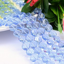 Лазурный Граненые плоские круглые имитация австрийских кристаллов нити шарик, класс AAA, лазурный, 10x5 мм, отверстие : 0.9~1 мм, около 40 шт / нитка, 15.7 дюйм