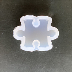 White Puzzle Building Blocks DIY Silicone Molds,, for Ice, Chocolate, Candy, UV Resin & Epoxy Resin Craft Making, White, 28x21x5mm