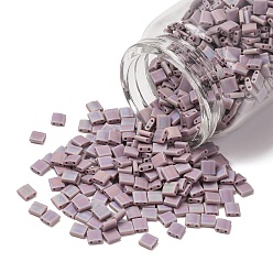 (TL410FR) Matte Opaque Mauve AB Миюки тила бусины, японский бисер, 2-луночное, (tl410fr) матовый непрозрачный лиловый ab, 5x5x1.9 мм, отверстие : 0.8 мм, Около 5900 шт / 500 г