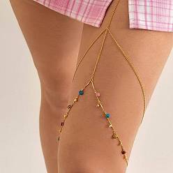 Золотой Цепочка на бедро из сплава с кисточками, кружевная эластичная лента-цепочка для тела для женщин, золотые, 450~500 мм