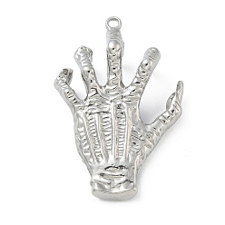 Нержавеющая Сталь Цвет 304 Настройки горный хрусталь из нержавеющей стали кулон, рука, цвет нержавеющей стали, 52x37x15 мм, отверстие : 2.5 мм