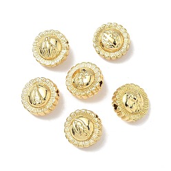 Настоящее золото 18K Латунные бусины, плоско-круглые, без свинца и без кадмия, долговечный, реальный 18 k позолоченный, 12.5x7~8.5 мм, отверстие : 1.8 мм