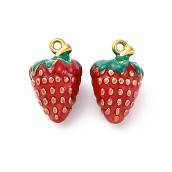 Красный 304 нержавеющей стальной эмали подвески, ионное покрытие (ip), реальный 18 k позолоченный, клубника, красные, 17x11.5x11.5 мм, отверстие : 1.2 мм