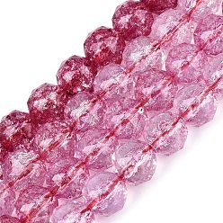 Светло-Вишневый Хрустящие прозрачные стеклянные бусины нити, имитация желе, круглые, граненые, светло-вишневый, 7.5~8 мм, отверстие : 0.8~1.5 мм, около 48~49 шт / нитка, 13.98~14.57 дюйм (35.5~37 см)