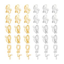 (52) Непрозрачная лаванда 32 шт. 2 цвета детали клипс из латуни, с петлями, без свинца и без кадмия, разноцветные, 12x5.5x9 мм, отверстие : 1.6 мм, 16 шт / цвет