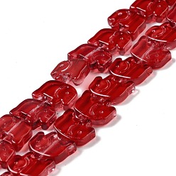 Red Transparent Glass Beads Strands, Elephant, Red, 10x12x3mm, Hole: 1mm, about 45~48pcs/strand, 14~14.5 inch(36~37cm)
