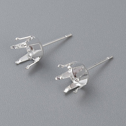 Серебро 304 Выводы серьги из нержавеющей стали шпилька, Настройки зубца, серебряные, 17x8 мм, штифты : 0.8 мм