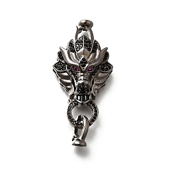 Черный Цвет Металла Латунные микро проложить кубического циркония раз за застежками, без кадмия, без никеля и без свинца, дракон, металлический черный , 38.5 мм