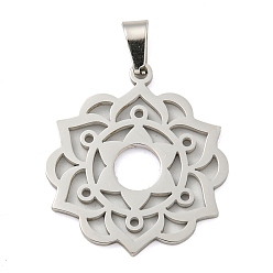 Нержавеющая Сталь Цвет Не тускнеющие 304 подвески из нержавеющей стали, лазерная резка, цветочный шарм, цвет нержавеющей стали, 24x22x1.3 мм, отверстие : 5x3 мм