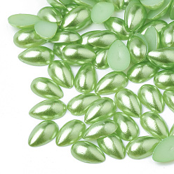 Light Green ABS Plastic Imitation Pearl Cabochons, Teardrop, Light Green, 8x5x2.5mm