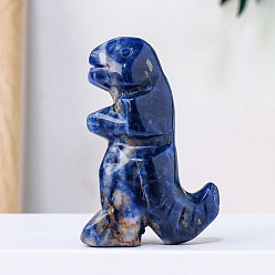 Содалитовое Резные фигурки динозавров из натурального содалита, драгоценного камня, Украшения из камня с энергией Рейки, 35x55 мм