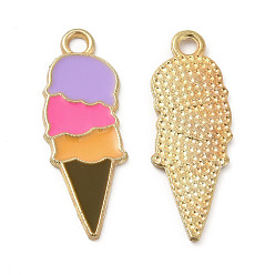 Lilac Summer Theme Alloy Enamel Pendants, Ice Cream Charms, Golden, Lilac, 26x10x1mm, Hole: 2mm