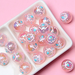 Paw Print Жемчужно-розовые акриловые бусины, круглые, отпечаток лапы, 16 мм