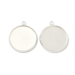 Посеребрённый Плоские круглые настройки кабошон латунь подвесные, стеллажное покрытие круглые пустые поддоны с окантовкой, долговечный, без свинца и без кадмия, 925 серебро покрытием, лоток : 18 мм, 22x20x2 мм, отверстие : 1.4 мм