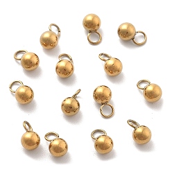 Настоящее золото 18K Ионное покрытие (ip) 304 брелоки из нержавеющей стали, круглый шарм, реальный 18 k позолоченный, 6x4 мм, отверстие : 2 мм